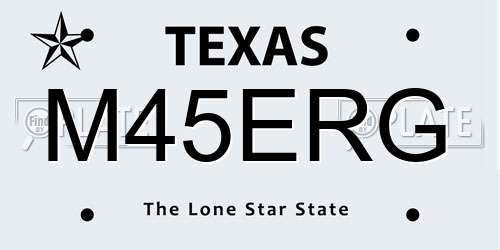 M45ERG Texas License Plate