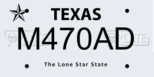 M470AD Texas License Plate