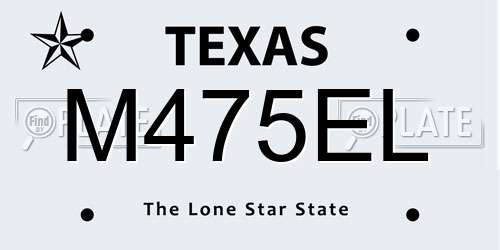 M475EL Texas License Plate