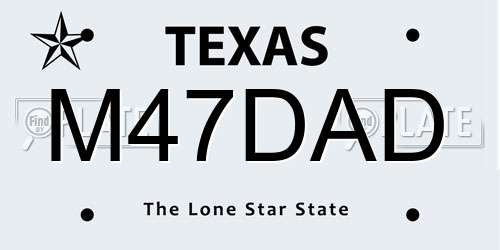 M47DAD Texas License Plate