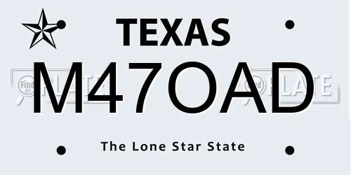 M47OAD Texas License Plate