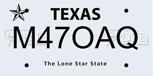 M47OAQ Texas License Plate
