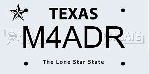M4ADR Texas License Plate