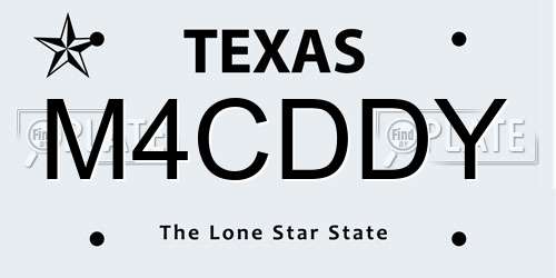 M4CDDY Texas License Plate