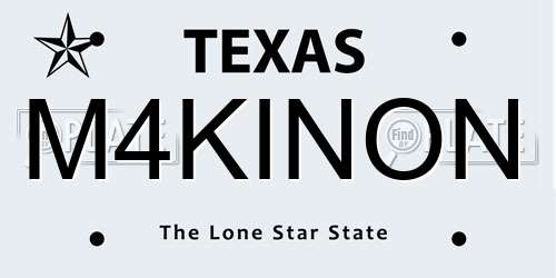M4KINON Texas License Plate