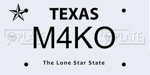 M4KO Texas License Plate