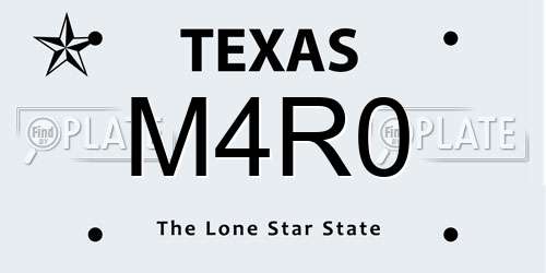 M4R0 Texas License Plate