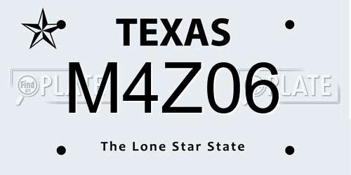 M4Z06 Texas License Plate