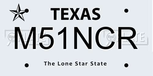 M51NCR Texas License Plate