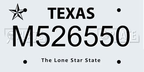 M526550 Texas License Plate