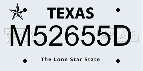 M52655D Texas License Plate