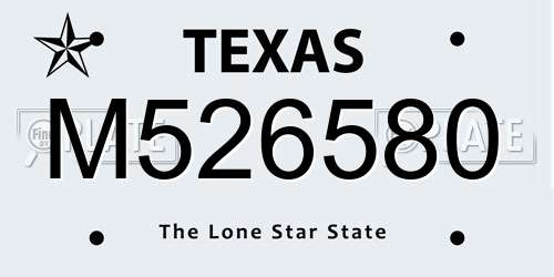 M526580 Texas License Plate