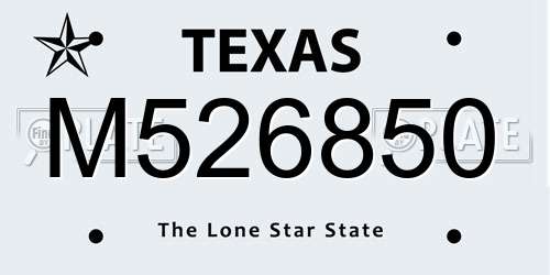 M526850 Texas License Plate