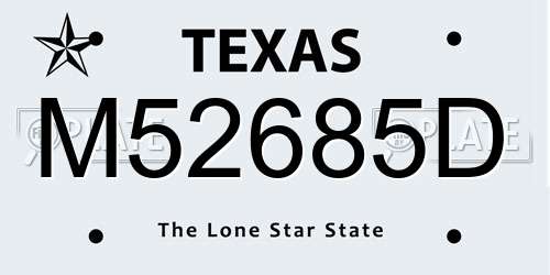 M52685D Texas License Plate