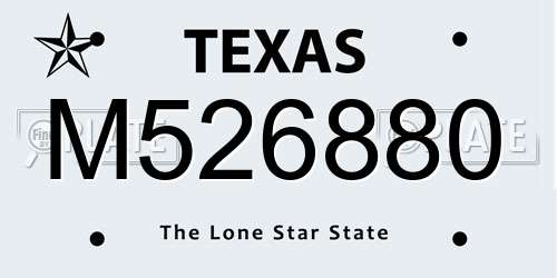 M526880 Texas License Plate