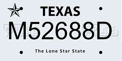 M52688D Texas License Plate