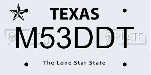 M53DDT Texas License Plate