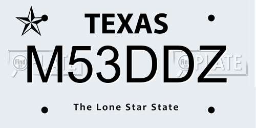 M53DDZ Texas License Plate