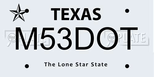 M53DOT Texas License Plate