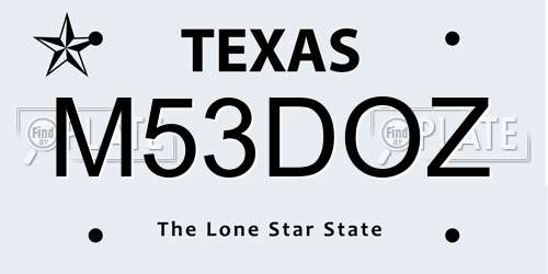 M53DOZ Texas License Plate
