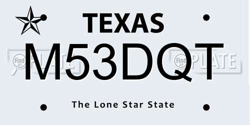 M53DQT Texas License Plate