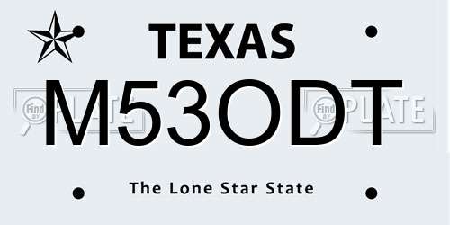 M53ODT Texas License Plate