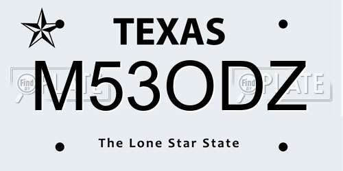 M53ODZ Texas License Plate