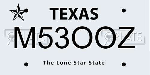 M53OOZ Texas License Plate