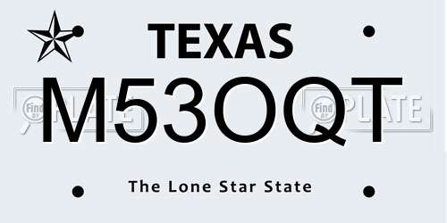 M53OQT Texas License Plate
