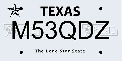 M53QDZ Texas License Plate