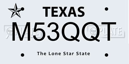 M53QQT Texas License Plate