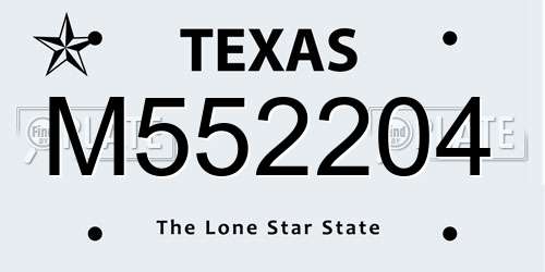 M552204 Texas License Plate