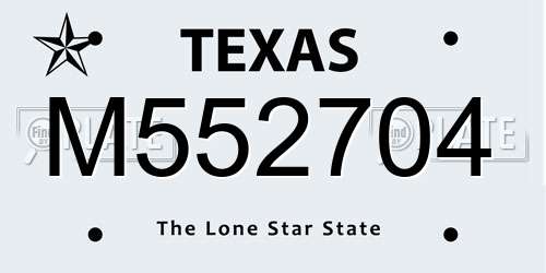 M552704 Texas License Plate