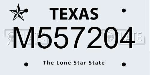 M557204 Texas License Plate