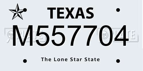 M557704 Texas License Plate