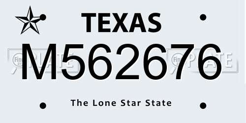 M562676 Texas License Plate