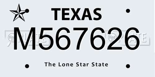 M567626 Texas License Plate