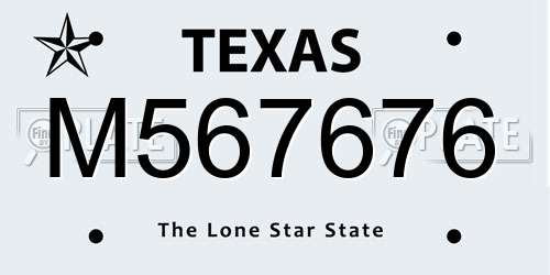 M567676 Texas License Plate