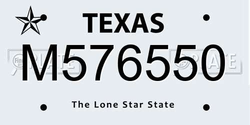 M576550 Texas License Plate