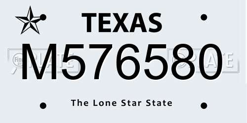 M576580 Texas License Plate