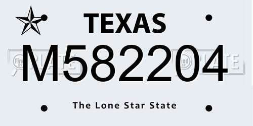 M582204 Texas License Plate