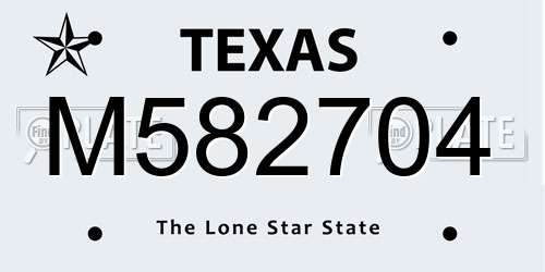 M582704 Texas License Plate