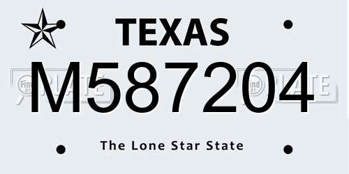 M587204 Texas License Plate