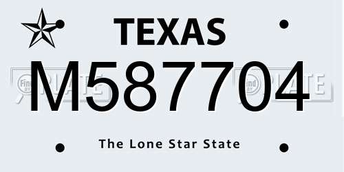M587704 Texas License Plate