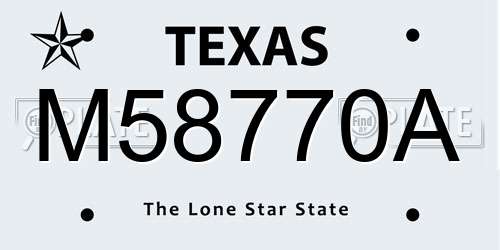 M58770A Texas License Plate