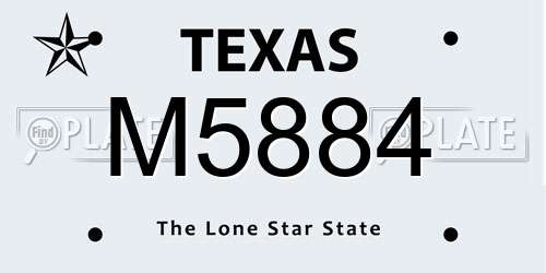M5884 Texas License Plate