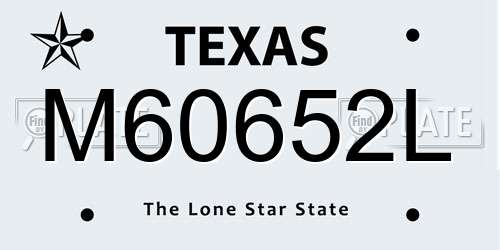 M60652L Texas License Plate