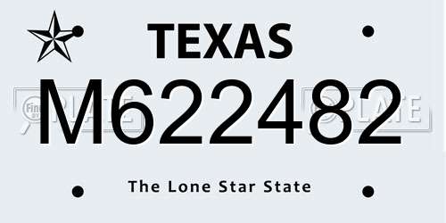 M622482 Texas License Plate