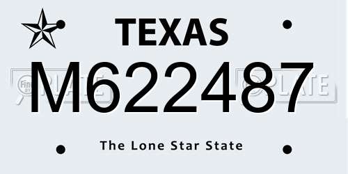 M622487 Texas License Plate