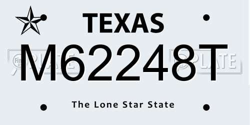 M62248T Texas License Plate